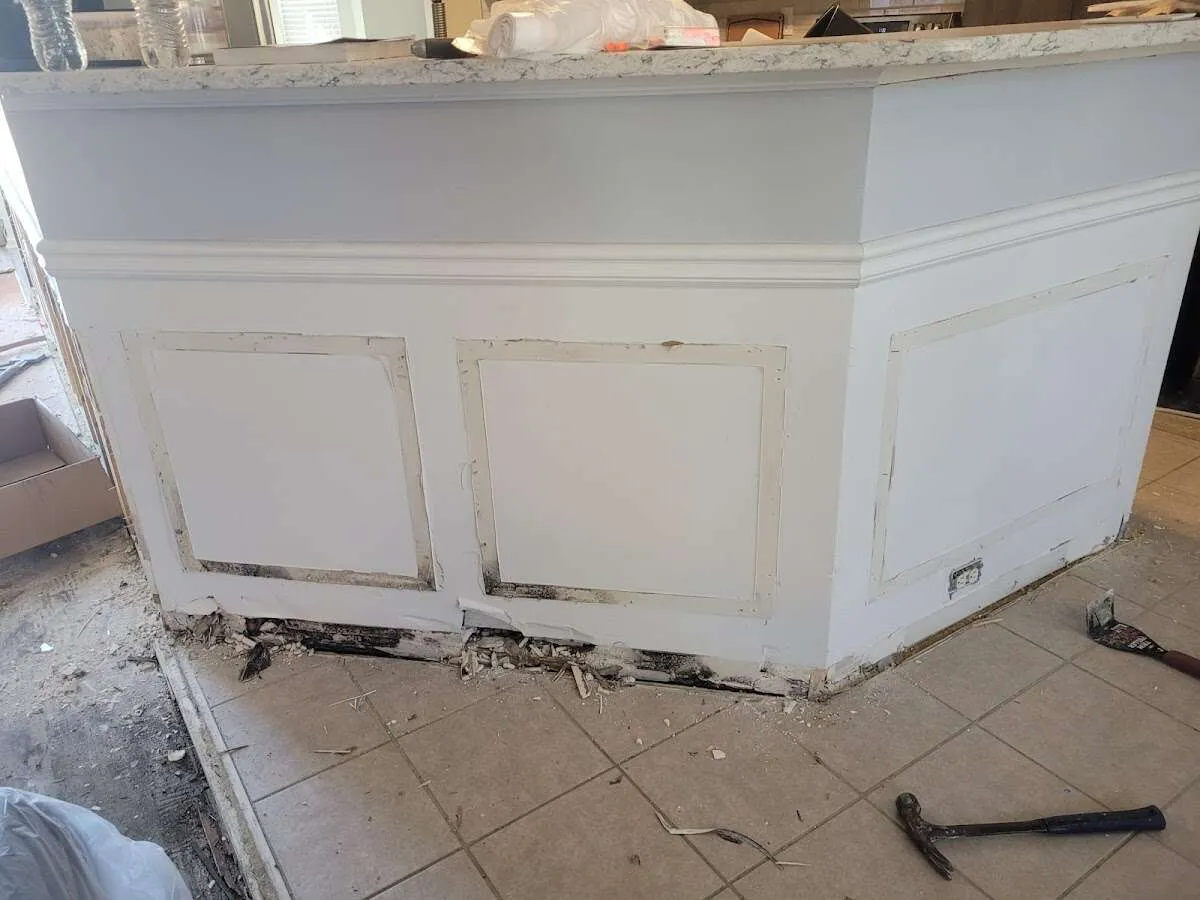 Water damage and mold on kitchen during Storm Damage Restoration in Santa Clara
